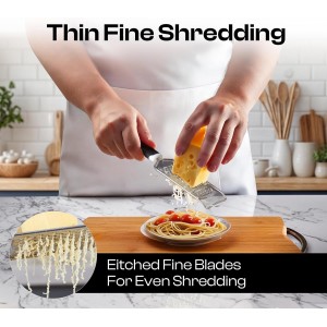 Handheld Cheese Grater & Cheese Shredder – Stainless Steel, Rust-Proof, Non-Slip Handle, Durable Flat Grater for Parmesan, Chocolate, Spices, Vegetables & More – Multi-Purpose & Easy to Clean.