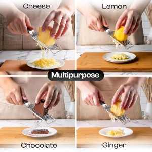 Handheld Cheese Grater & Cheese Shredder – Stainless Steel, Rust-Proof, Non-Slip Handle, Durable Flat Grater for Parmesan, Chocolate, Spices, Vegetables & More – Multi-Purpose & Easy to Clean.