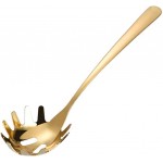 Stainless Steel Pasta Spoon, Spaghetti Spoons Server, Spaghetti Fork with Ergonomic Handle, Noodle Utensil for Kitchen, 9. 4inch (Gold)