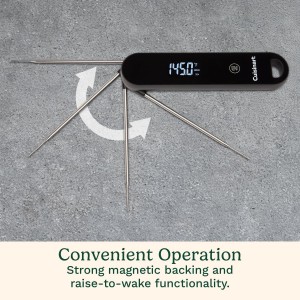 Cuisinart LED Digital Pro Instant Read Thermometer, Calibrated Ambidextrous Waterproof Meat Thermometer for Home & Grill, Lift to Wake Ultra Fast 0.6s Read Time, Home Gadget, BBQ, Smoker, Oil Fry