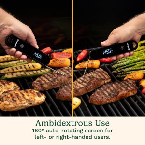 Cuisinart LED Digital Pro Instant Read Thermometer, Calibrated Ambidextrous Waterproof Meat Thermometer for Home & Grill, Lift to Wake Ultra Fast 0.6s Read Time, Home Gadget, BBQ, Smoker, Oil Fry