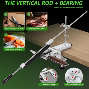 Professional Angle Knife Sharpener with 360°Rotating Dual Clamps,Quick G-Clamp Desktop Fixation,2 set Angle Adjustment Systems,Aluminum Body, Includes 4 Diamond Stones– for Kitchen & Outdoor Blades