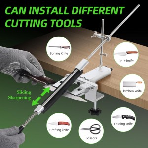 Professional Angle Knife Sharpener with 360°Rotating Dual Clamps,Quick G-Clamp Desktop Fixation,2 set Angle Adjustment Systems,Aluminum Body, Includes 4 Diamond Stones– for Kitchen & Outdoor Blades