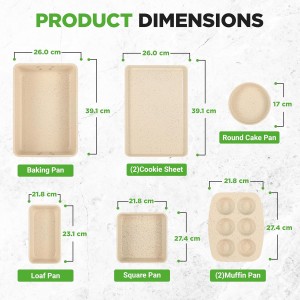 NutriChef 8-Piece Stackable Bakeware Set | Carbon Steel Non-Stick Baking Pan Set | Includes Sheet, Muffin, Round, Loaf, Square Cake & Deep Pans | No PFOA & PFOS | Oven Safe to 450 F | Marble Cream