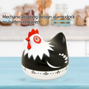 Cute Chicken-Shaped Kitchen Timer – 60-Minute Mechanical Timer for Cooking, Baking, and Meal Prep (Black)