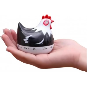 Cute Chicken-Shaped Kitchen Timer – 60-Minute Mechanical Timer for Cooking, Baking, and Meal Prep (Black)