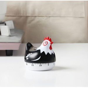 Cute Chicken-Shaped Kitchen Timer – 60-Minute Mechanical Timer for Cooking, Baking, and Meal Prep (Black)