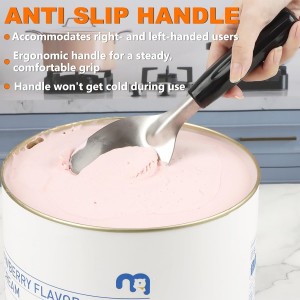 KAYCROWN Stainless Steel Ice Cream Spade with Non-Slip Handle, Heavy Duty Ice Cream Spade Scoop for Hard or Creamy Ice Cream, Durable Bend Proof Flat Ice Cream Paddle, Easy Scooping & Dishwasher Safe