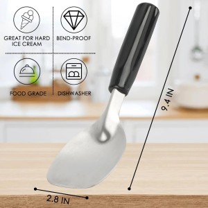 KAYCROWN Stainless Steel Ice Cream Spade with Non-Slip Handle, Heavy Duty Ice Cream Spade Scoop for Hard or Creamy Ice Cream, Durable Bend Proof Flat Ice Cream Paddle, Easy Scooping & Dishwasher Safe