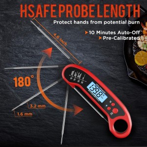 Meat Thermometer Digital, Instant Read Meat Thermometer for Grill and Cooking, Waterproof Food Thermometer for Kitchen and Outside, BBQ, Turkey, Candy, Liquids, Beef