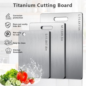 Titanium Cutting Board, 3 PCS Titanium Cutting Boards for Kitchen, Non Toxic, Double-Sided Food Grade Chopping Board for Outdoor Camping(15.6" x 11", 13" x 9.3", 11.8" x 7.8")