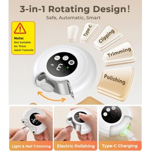 2025 New 3-in-1 Electric Nail Clippers, Baby Nail File, 3-Speeds, Polishing Automatic Nail Trimmer with Nail Chip Storage & LED Light, Rechargeable Safety Cutter for Women, Men, Baby, Seniors