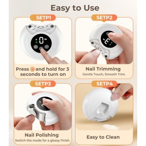 2025 New 3-in-1 Electric Nail Clippers, Baby Nail File, 3-Speeds, Polishing Automatic Nail Trimmer with Nail Chip Storage & LED Light, Rechargeable Safety Cutter for Women, Men, Baby, Seniors