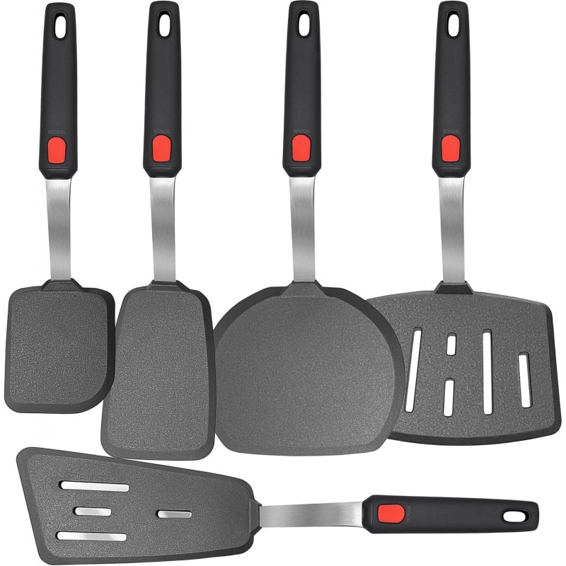 Mixed 5 Piece Silicone Spatula Set, 600F Heat-Resistant No-Melt Rubber Spatula Handle and Blade - Kitchen Cooking Utensils for Nonstick Cookware, Spatula Turner for Egg,Pancake,Burger- Dishwasher Safe