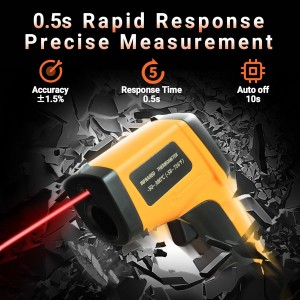 Digital Infrared Thermometer Gun for Cooking,BBQ,Pizza Oven, Infrared Thermometer Laser with Backlight,-58℉~712℉(-50℃~380℃) Handheld Non Contact Heat Laser Temperature Gun (Not for Human)