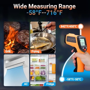 Digital Infrared Thermometer Gun for Cooking,BBQ,Pizza Oven, Infrared Thermometer Laser with Backlight,-58℉~712℉(-50℃~380℃) Handheld Non Contact Heat Laser Temperature Gun (Not for Human)