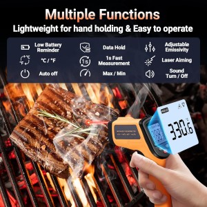 Digital Infrared Thermometer Gun for Cooking,BBQ,Pizza Oven, Infrared Thermometer Laser with Backlight,-58℉~712℉(-50℃~380℃) Handheld Non Contact Heat Laser Temperature Gun (Not for Human)