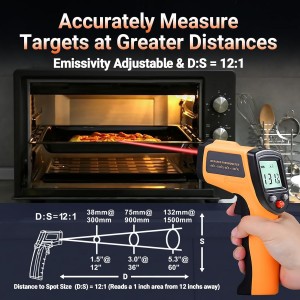 Digital Infrared Thermometer Gun for Cooking,BBQ,Pizza Oven, Infrared Thermometer Laser with Backlight,-58℉~712℉(-50℃~380℃) Handheld Non Contact Heat Laser Temperature Gun (Not for Human)