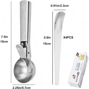 Premium Ice Cream Scoop Set,Ice Cream Scoop with Trigger,Ice Cream Scooper,Ice Cream Spoon,Heavy Duty Metal Icecream Scoop Spoon Dishwasher Safe,Icecream Scoop Spoon Perfect for DIY Fruit,Cookie