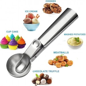 Premium Ice Cream Scoop Set,Ice Cream Scoop with Trigger,Ice Cream Scooper,Ice Cream Spoon,Heavy Duty Metal Icecream Scoop Spoon Dishwasher Safe,Icecream Scoop Spoon Perfect for DIY Fruit,Cookie