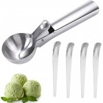 Premium Ice Cream Scoop Set,Ice Cream Scoop with Trigger,Ice Cream Scooper,Ice Cream Spoon,Heavy Duty Metal Icecream Scoop Spoon Dishwasher Safe,Icecream Scoop Spoon Perfect for DIY Fruit,Cookie