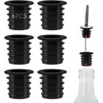 Liquor Pourer Adapters 1 inch/25 mm, Liquor Pour Spout for Large Neck Liquor Bottles, Liquor Bottle Pourers for Alcohol, Speed Pourers for Liquor Bottles Wine Pourer Spout Olive Oil (6)