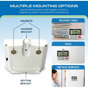 Sper Scientific 24-Hour Digital Lab + Kitchen Timer with LED Light 810001 - Precision Countdown Timer with Large Display, Loud Alarm & Clock Mode - for Cooking, Lab Experiments & More