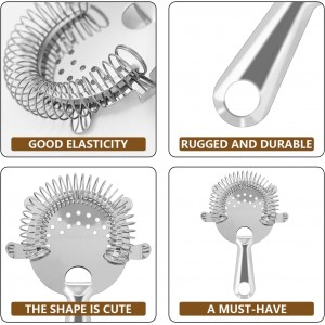 2Pcs Stainless Steel Bar Strainer,4-Prong Stainless Steel Bar Strainer, 6 Inches Silver Bar Tool Drink Strainer with 100 Wire Spring for Bartenders and Mixologists