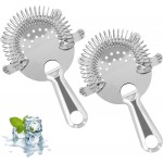 2Pcs Stainless Steel Bar Strainer,4-Prong Stainless Steel Bar Strainer, 6 Inches Silver Bar Tool Drink Strainer with 100 Wire Spring for Bartenders and Mixologists