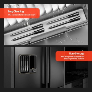 INKBIRD WiFi Wireless Meat Thermometer with 360°Readable LCD Standalone Base，4 Probes Digital Food Meat Thermometer with Remote Control for BBQ, Grill, Oven, Smoker, Rotisserie, Kitchen