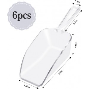 6 PCS Clear Plastic Ice Scoop(7.6 Inch) for Freezer Food Coffee Popcom Flour Dry Goods 5 Oz Simple Mini Ice Cube Shovel Scoopers Holder Laundry Freezer Bucket Bin Containers Maker Machine Kitchen Pick