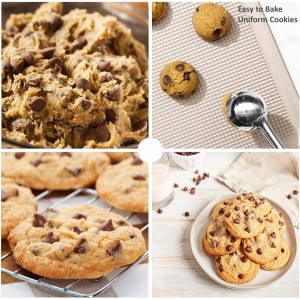 Cookie Scoop Set, 3Pcs Ice Cream Scoop, Cookie Scoops for Baking Set of 3, 18/8 Stainless Steel Cookie Scooper for Baking, Ice Cream Scooper with Trigger Release, Mint Soft Grip Cookie Dough Scoop