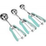 Cookie Scoop Set, 3Pcs Ice Cream Scoop, Cookie Scoops for Baking Set of 3, 18/8 Stainless Steel Cookie Scooper for Baking, Ice Cream Scooper with Trigger Release, Mint Soft Grip Cookie Dough Scoop