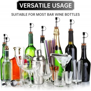 12Pcs Stainless Steel Cork Bottle Pourers with Rubber Dust Caps, Olive Oil Spout, Cork Design Wine Bottle Stoppers for Pours Liquid, Olive Oil, Wine, Vinegar