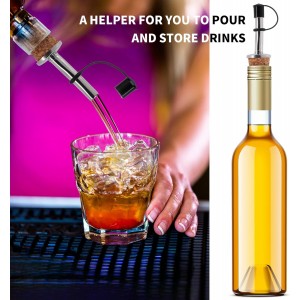 12Pcs Stainless Steel Cork Bottle Pourers with Rubber Dust Caps, Olive Oil Spout, Cork Design Wine Bottle Stoppers for Pours Liquid, Olive Oil, Wine, Vinegar