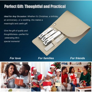 Heavy-Duty 4 PCS Nail Clippers Set with Case,Sharp High-Carbon Steel Blades for Hard Nails,Portable Grooming Tool for Men & Women,Great Christmas Gift,Stocking Stuffers Idea