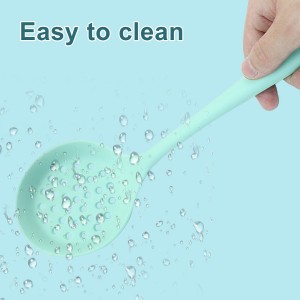 Hordion 1 Pcs Silicone Slotted Spoon, Green Strainer Spoon Non Stick Silicone Skimmer Heat Resistant Cooking Spoon
