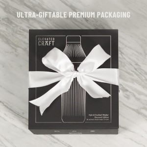 Elevated Craft Diamond Edition Hybrid Cocktail Shaker Set - Premium Vacuum Insulated Stainless Steel, 28 oz, Includes Built-in Strainer, Precise Measuring Top & XL Polishing Cloth - Martini Shaker