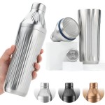 Elevated Craft Diamond Edition Hybrid Cocktail Shaker Set - Premium Vacuum Insulated Stainless Steel, 28 oz, Includes Built-in Strainer, Precise Measuring Top & XL Polishing Cloth - Martini Shaker