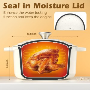 Enameled Cast Iron Dutch Oven - Umite Chef 5QT Pot with Lid & Cotton Potholders - Heavy-Duty Cookware for Bread Baking, Braising, Stews, Roasting(Cream White)