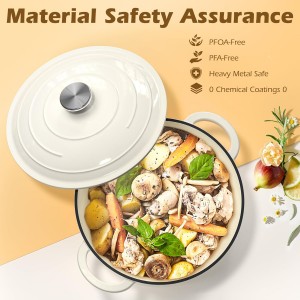 Enameled Cast Iron Dutch Oven - Umite Chef 5QT Pot with Lid & Cotton Potholders - Heavy-Duty Cookware for Bread Baking, Braising, Stews, Roasting(Cream White)