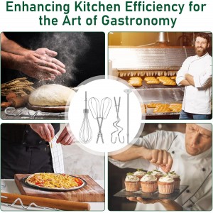 Hand Mixer Attachments Beater, Dough Hooks and Whisk, Blending Rod, Stainless Steel Hand Mixer Accessories Compatible with Kitchenaid Hand Mixers KHM3 KHM5 KHM7 KHM9, 6-piece set