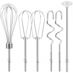 Hand Mixer Attachments Beater, Dough Hooks and Whisk, Blending Rod, Stainless Steel Hand Mixer Accessories Compatible with Kitchenaid Hand Mixers KHM3 KHM5 KHM7 KHM9, 6-piece set