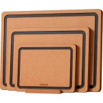 Wood Cutting Board Set of 3, Cutting Boards for Kitchen with Holder Dishwasher Safe Non-slip Chopping Board with Juice Groove, Wood Fiber Composite Cutting Boards