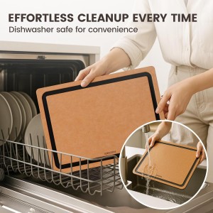 Wood Cutting Board Set of 3, Cutting Boards for Kitchen with Holder Dishwasher Safe Non-slip Chopping Board with Juice Groove, Wood Fiber Composite Cutting Boards