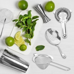 Cocktail Strainer-Stainless Steel Bar Tools Bartender Cocktail Strainer Set:Hawthorne Strainer,Julep Strainer and Conical Fine Mesh Strainer (Silver)