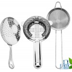 Cocktail Strainer-Stainless Steel Bar Tools Bartender Cocktail Strainer Set:Hawthorne Strainer,Julep Strainer and Conical Fine Mesh Strainer (Silver)