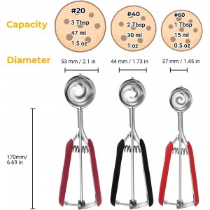 Cookie Scoop Set, Cookie Scoops for Baking Set of 3, Stainless Steel Ice Cream Scoop, 1 Tbsp/2 Tbsp/3 Tbsp Cookie Dough Scoop, Cookie Scooper for Cookie Cupcake Muffin Truffles Ice Cream