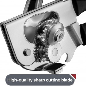 Commercial Can Opener, UHIYEE Hand Crank Can Opener Manual Heavy Duty with Comfortable Extra-long Handles, Oversized Knob, Large Handheld Can Open Easy for Big Cans, Black