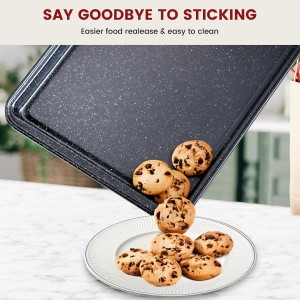 10-Piece Baking Pans Set, Bakeware Sets Nonstick, Baking Set for Oven Cooking, Stackable Carbon Steel Set Include Cookie Sheets, Muffin Pan, Cake Pan, Pizza Pan, Loaf Pan, Roasting Pan, Black